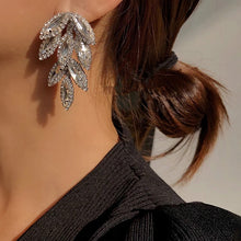 Jeweled Rhinestoned Leaf Earrings