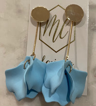 Gold Circle with Flower Petal Drop Earrings