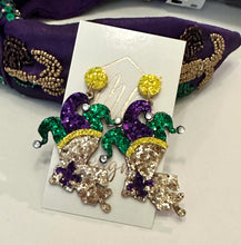 Beaded Mardi Gras Statement Earrings