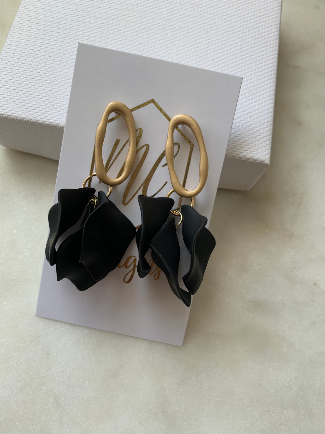 Small Petal open gold top Earrings