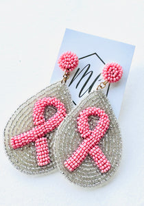Breast Cancer Beaded Earrings