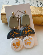 Three Tier Clay Gold Flake Earrings