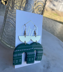 Emerald Green White Clay Earrings