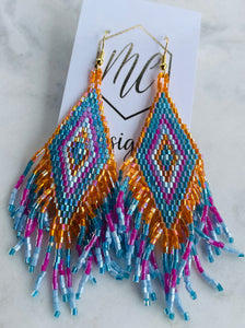 Beaded Boho Fringe Loom Earrings