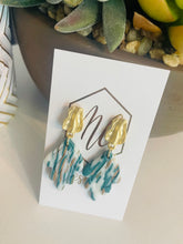 Assorted Aqua/white/brown clay earrings