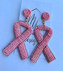 Breast Cancer Beaded Earrings