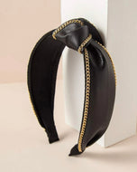 Black Leather Chain Adorned Headband