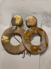 Gold Flake Circle Clay Earring