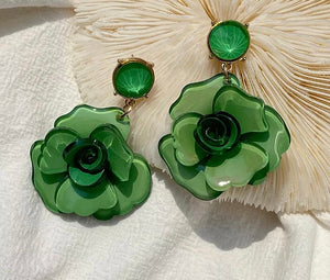 Spring Rose Flower Earrings