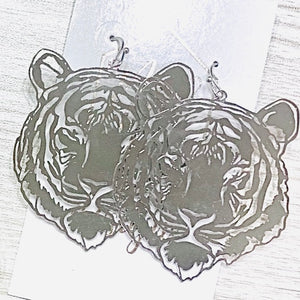 Tiger Earrings Gold and Silver Metal Filigree