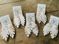 White Clay Feather Earrings