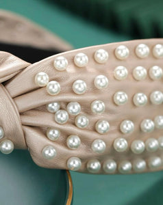 Leather Wide Knot Pearl Headbands