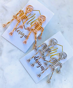Pearl Beaded Skeleton Earrings Halloween