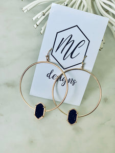Gold Druzy circle earrings