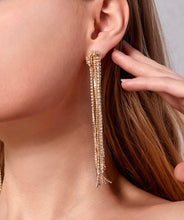 Rhinestone Knot Fringe Fancy Earrings