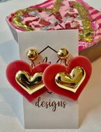 Pink Acrylic Heart Earrings