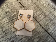 Shell hexagon jeweled earrings