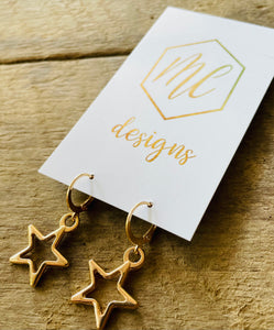 Small Open Star Hoops Gold