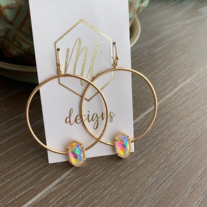 Gold Druzy circle earrings