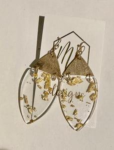 Acrylic and Brushed Gold Drop Earrings