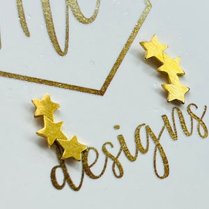 Triple Star Studs Gold