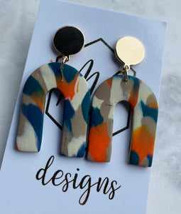 Multicolor Geometric Clay Earrings