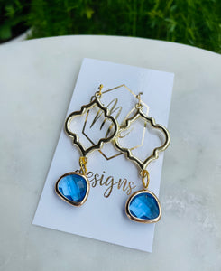 Colorful jeweled hoop dangle earrings