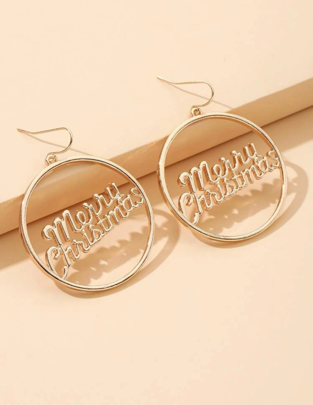 Merry Christmas Gold Earrings