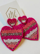 Large Beaded Heart Earrings Valentine's Day