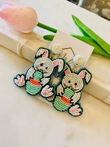 Bunny Seed Bead Earrings Easter