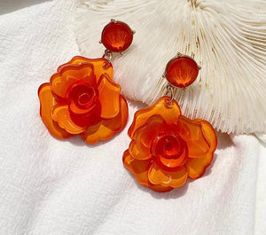 Spring Rose Flower Earrings