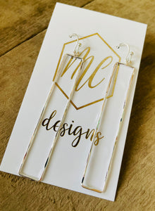 Simple Long Rectangle Minimal Earrings -Gold and Silver