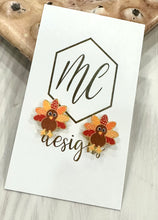 Thanksgiving Glitter Turkey Stud Earrings