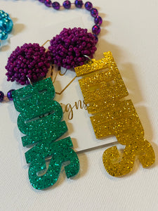 Mardi Gras Acrylic Earrings