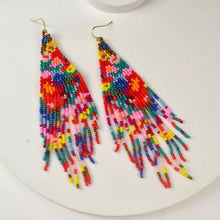 Floral Beaded Fringe Earrings