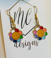 Flower Smiley Face Earrings