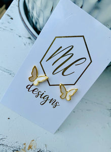 Pearlized and Gold Butterfly studs