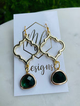 Colorful jeweled hoop dangle earrings