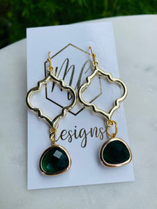 Colorful jeweled hoop dangle earrings