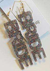 Large Glitter BRIDE Earrings