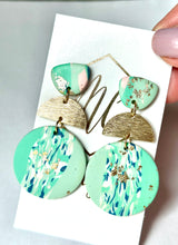 Aqua and Gold Clay Earrings