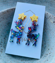 Glitter Star Tree and Reindeer Christmas Earrings