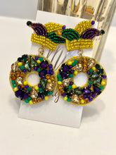Beaded Mardi Gras Statement Earrings