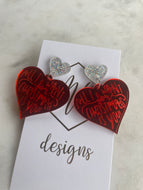 All I Want For Christmas Red Heart Earrings
