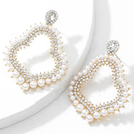 Jeweled and Faux Pearl Earrings Elegant