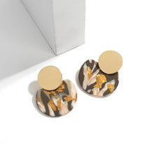 Gold and Tan Multi colored Clay Earrings