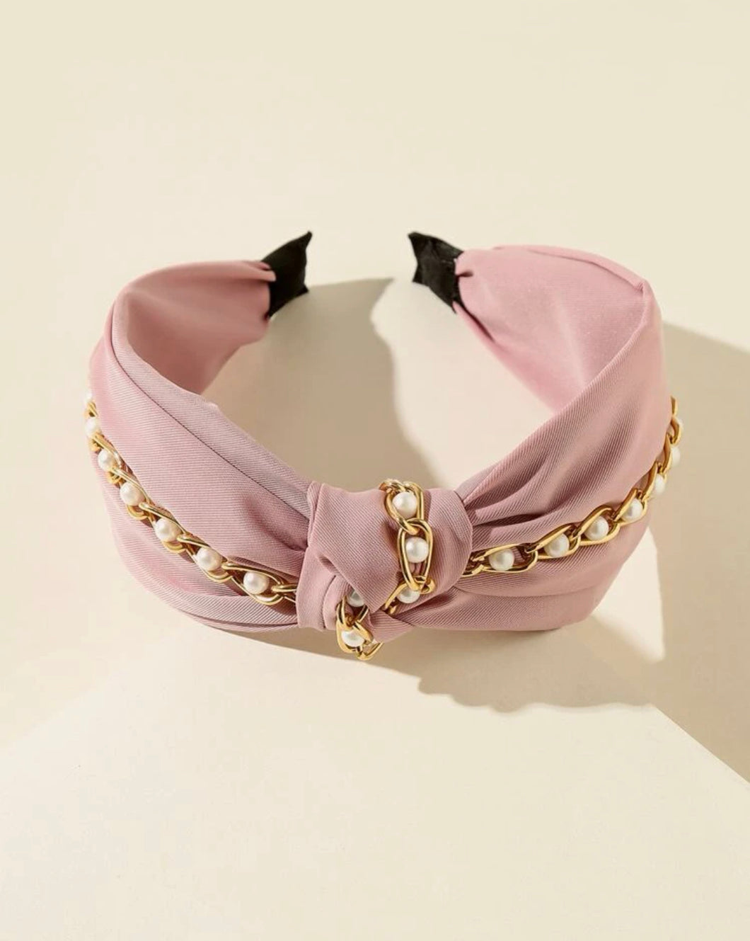 Chain and Pearl Mauve Pink Decor Headband