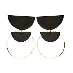 Semi Circle Clay & Gold Circle Earrings