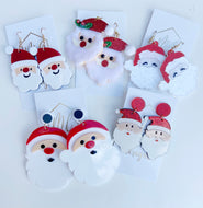 Acrylic Santa Claus Face Earrings Christmas