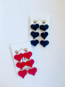 Velvet Triple Heart Earring